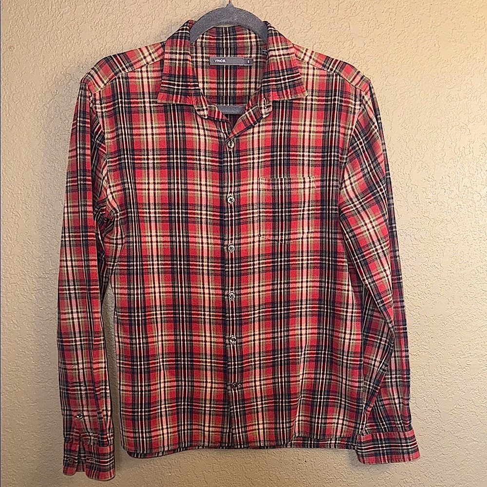 Vince Red and Black Casual Button Down Shirt